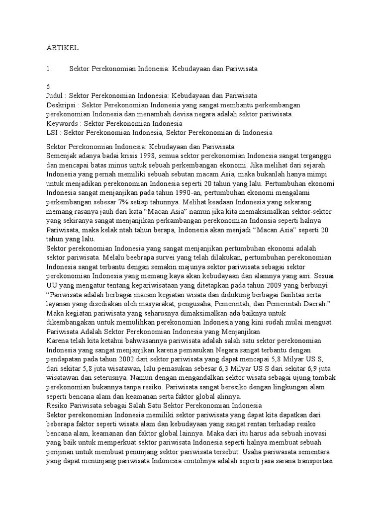 Artikel Perekonomian Indonesia PDF