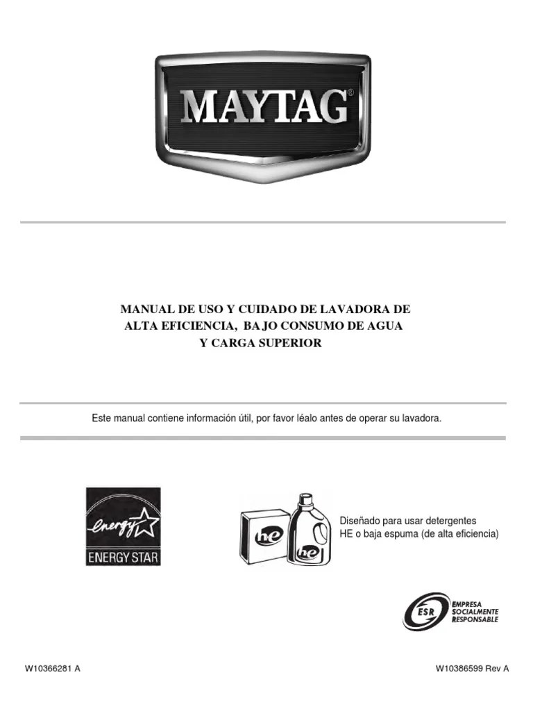Manual Maytag | Lavadora | Detergente