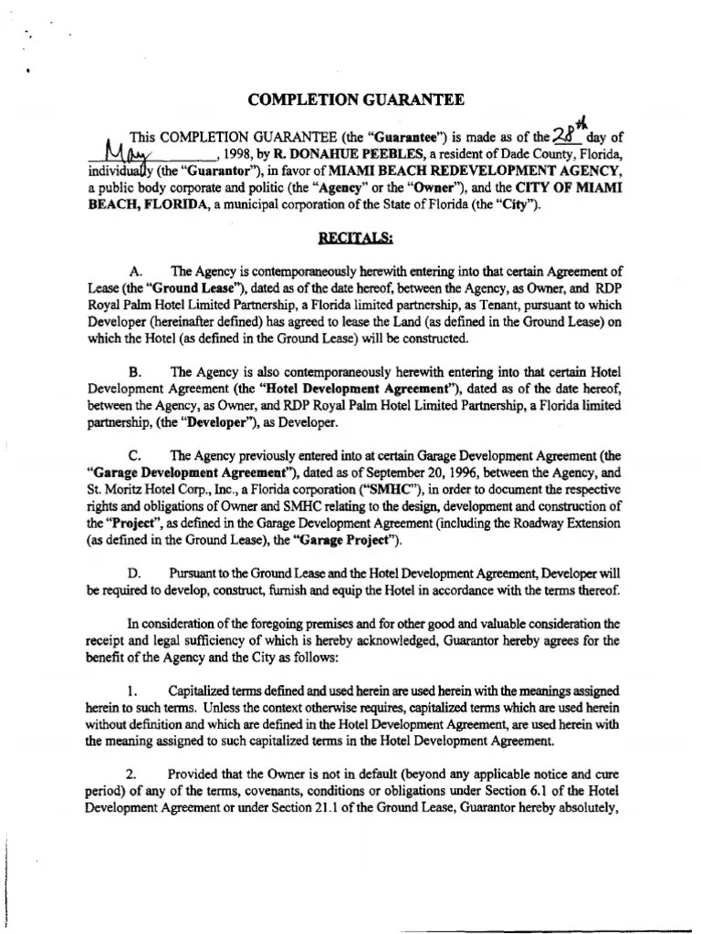 04) Completion Guarantee Guarantee Contract Law