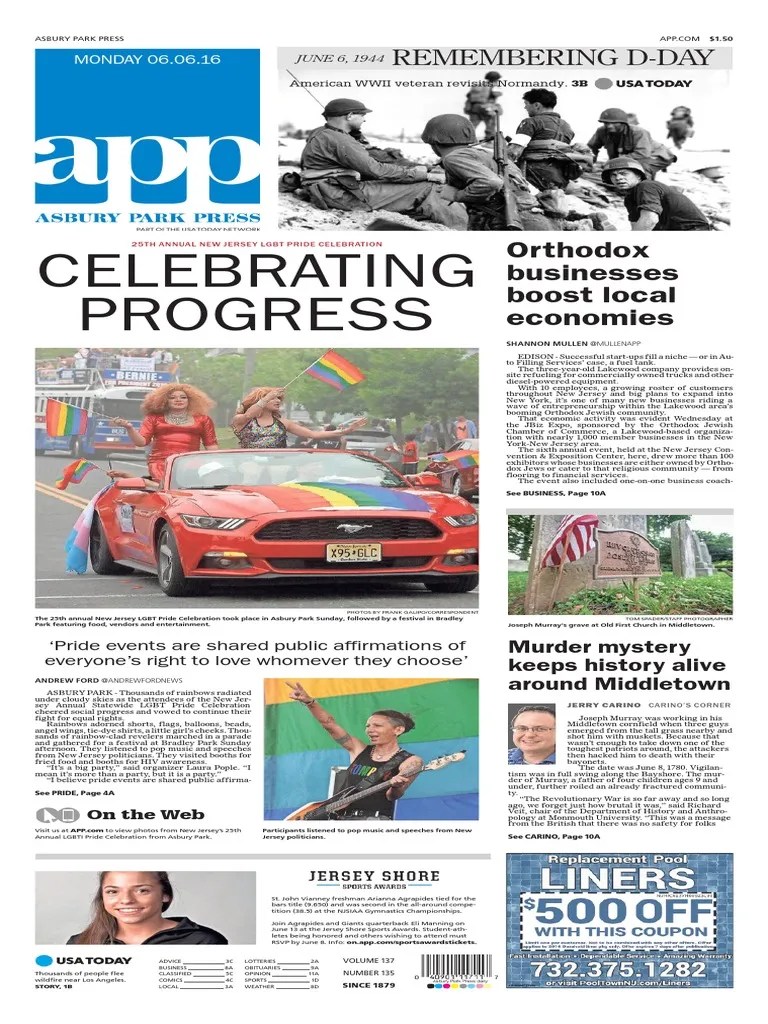 Asbury Park Press Front Page Monday, June 6 2016 PDF Religion And(03)