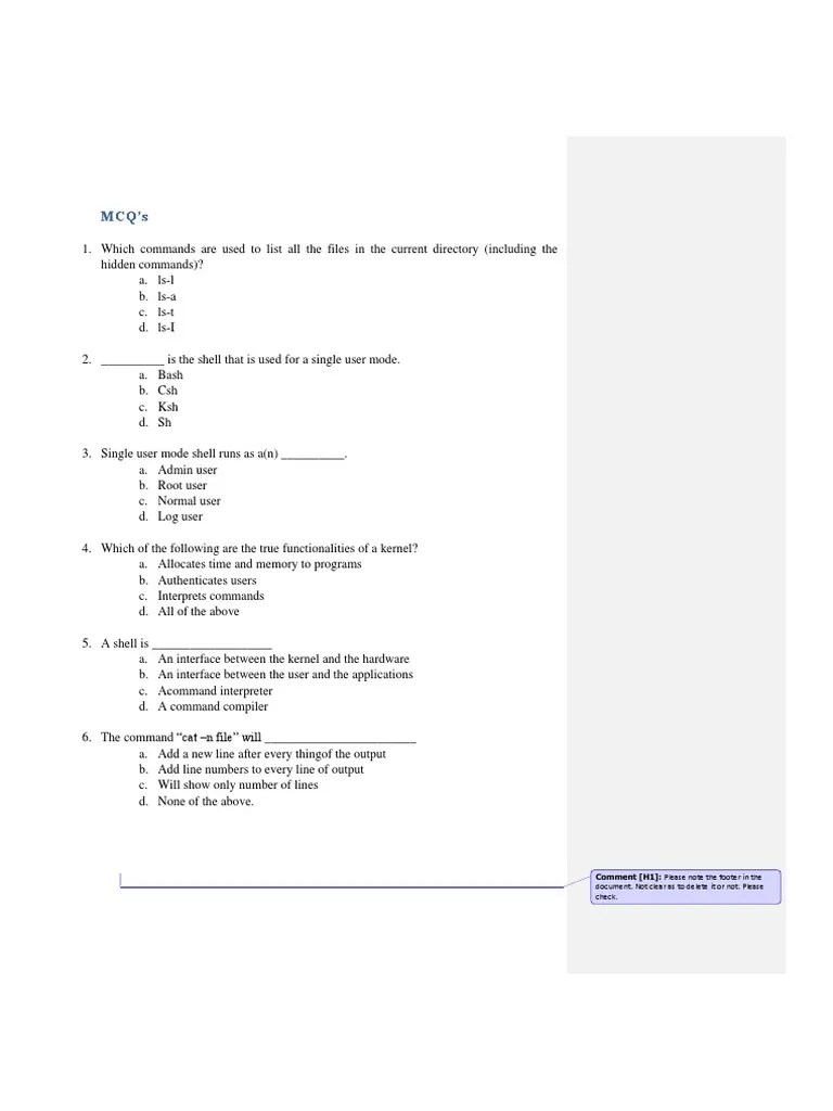 MCQ Practice Test on Linux Fundamentals, Perl Scripting and Networking Concepts PDF Network