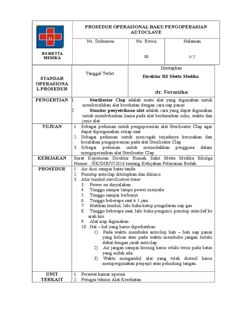 Sop Pengoperasian Autoclave