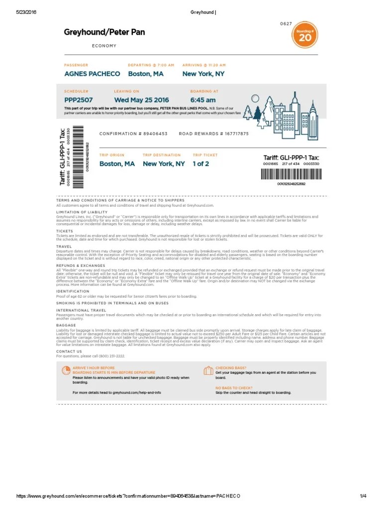 Greyhound Baggage Identity Document
