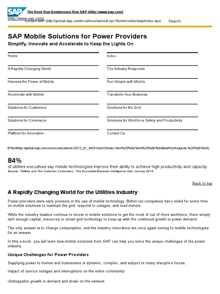 The BestRun Businesses Run SAP SAP Mobile Solutions For Power