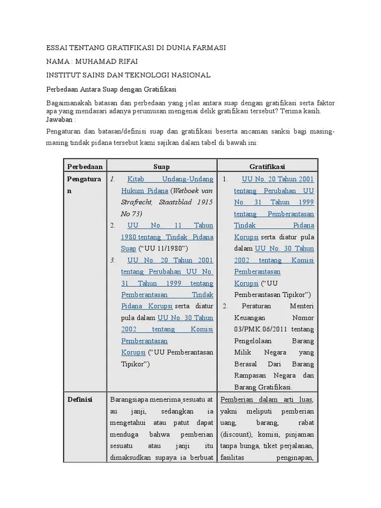 Perbedaan Antara Suap Dengan Gratifikasi PAI | PDF