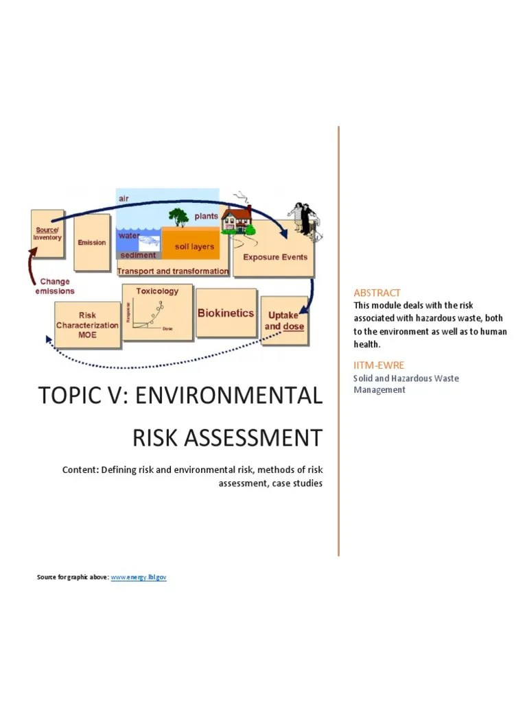 Environmental Risk Assessment Environmental Science Occupational