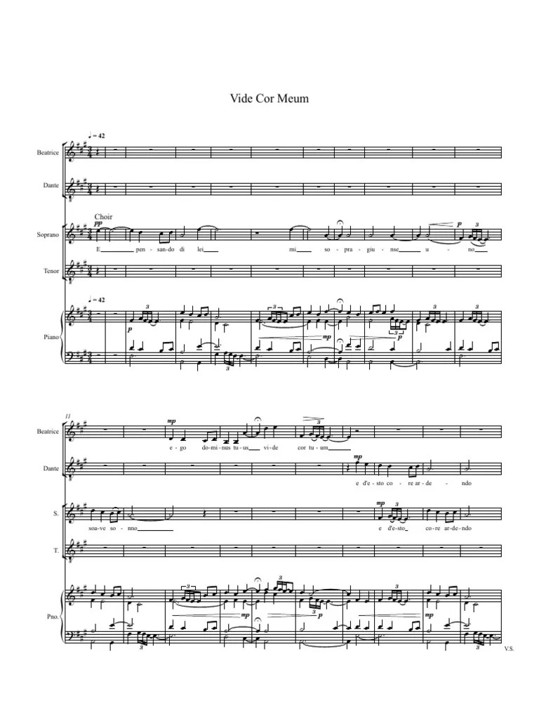 Vide Cor Meum Choral Score