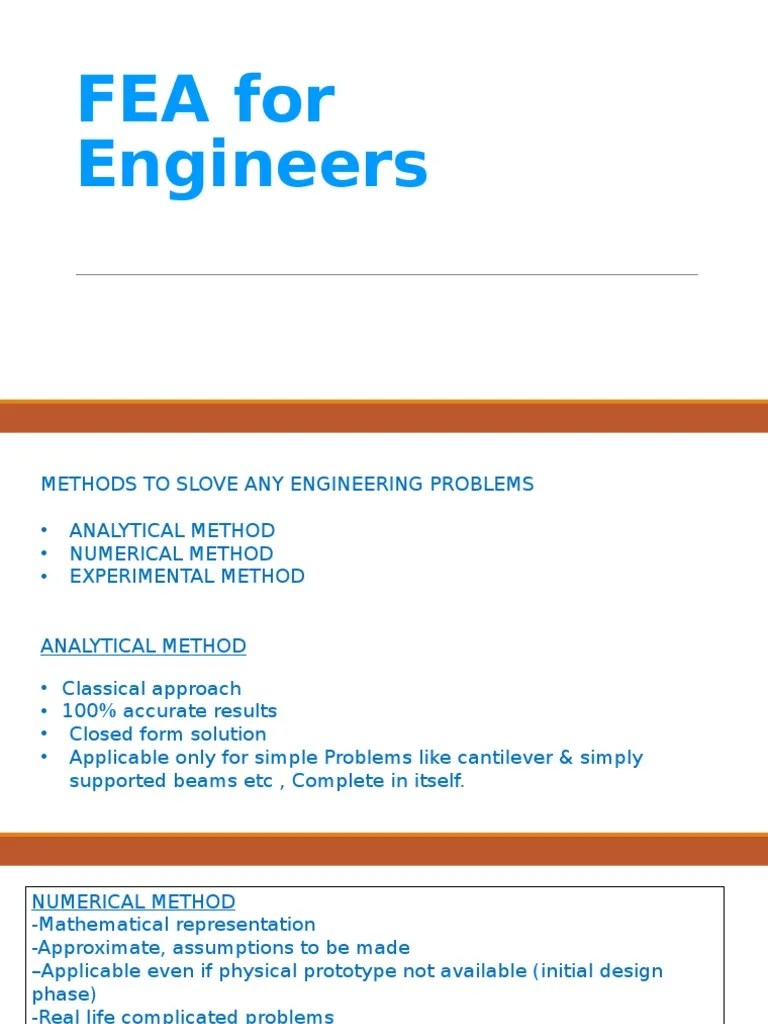FEA for Engineers Finite Element Method Computational Fluid Dynamics
