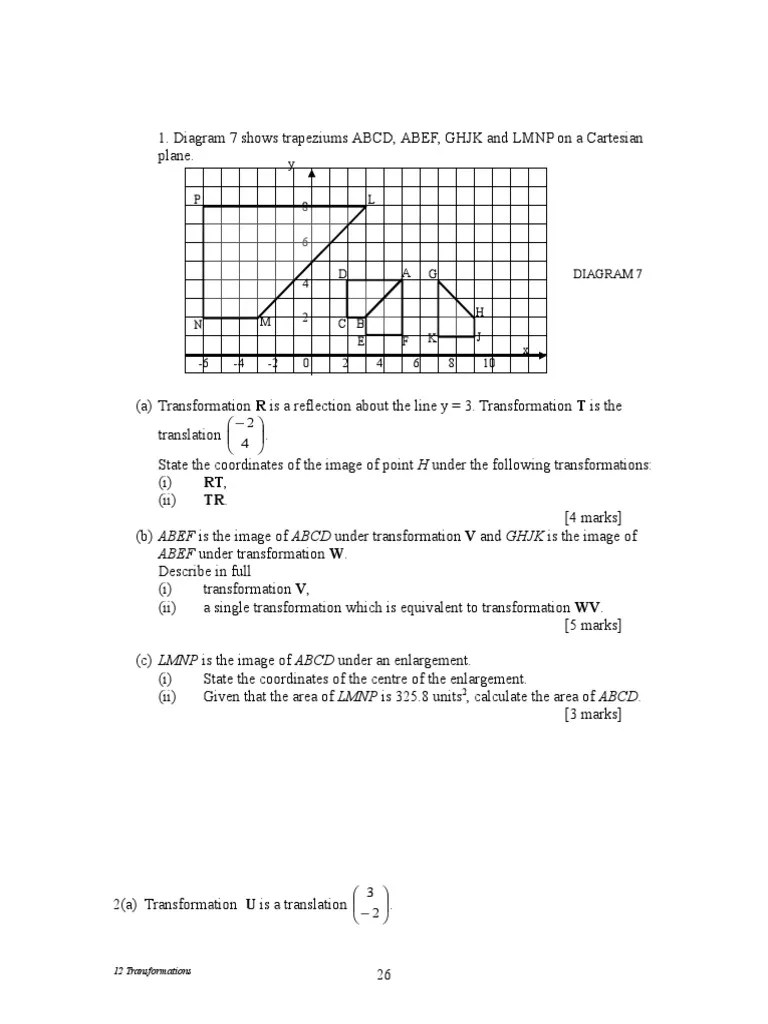 Chapter 12 II Transformations III SPM Past Year Questions 2 Cartesian