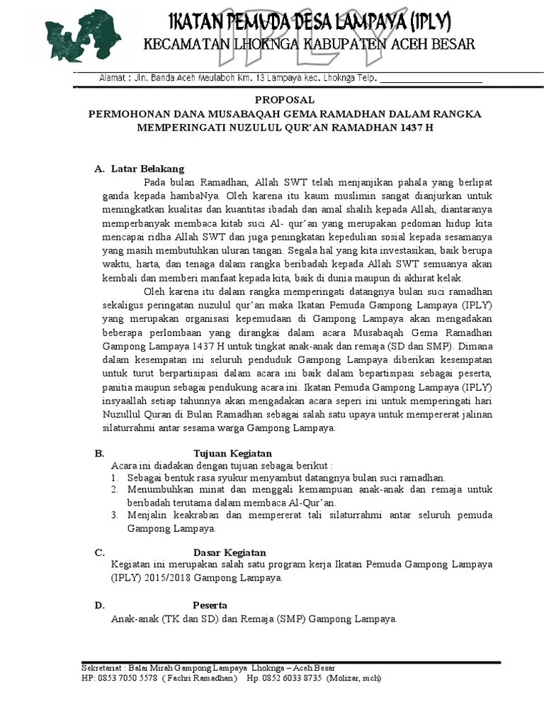 PROPOSAL Nuzulul Quran 2012 | PDF