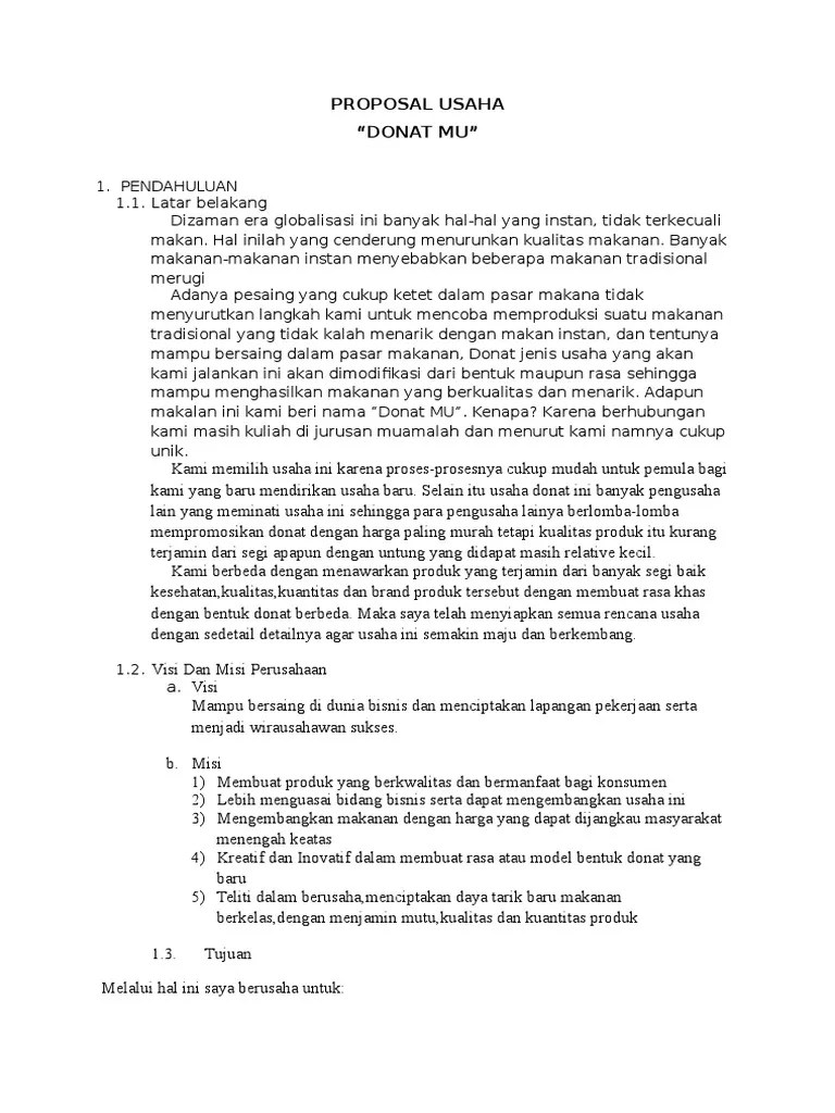 Contoh Proposal Usaha Donat Galeri Sampul