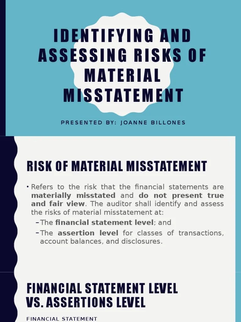 Identifying and assessing risks of material misstatement Financial