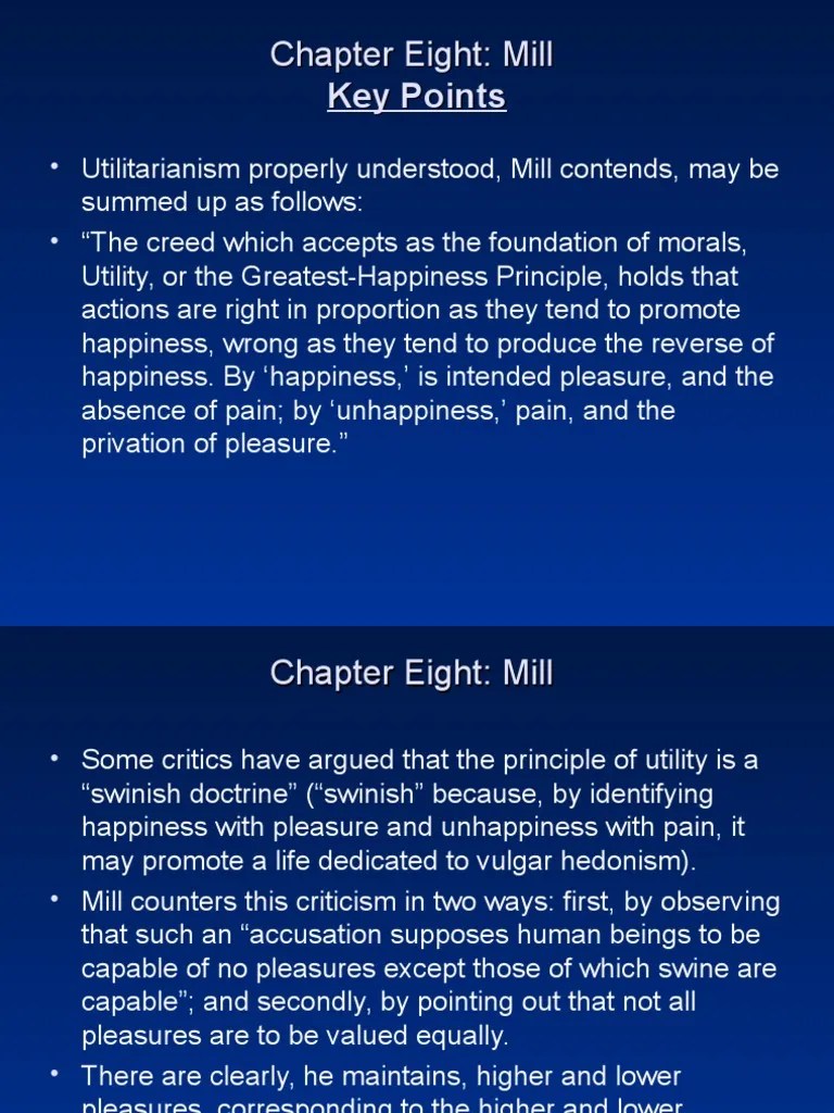 Ethics Chapter8 Jsmill Utilitarianism John Stuart Mill