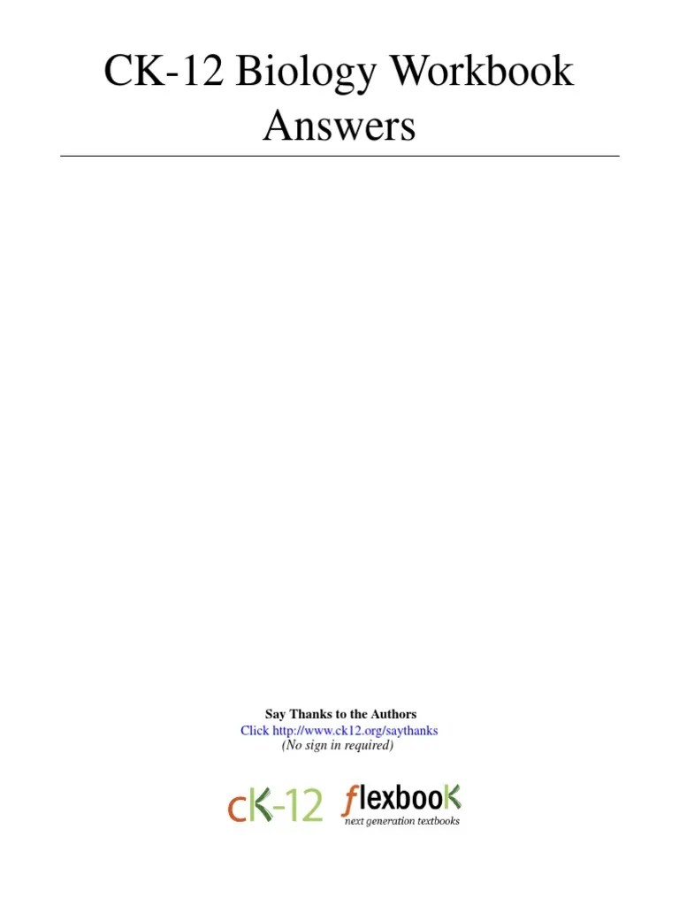 CK 12 Biology Workbook Answers of CK 12 Biology Workbook CH v2 XHB s1