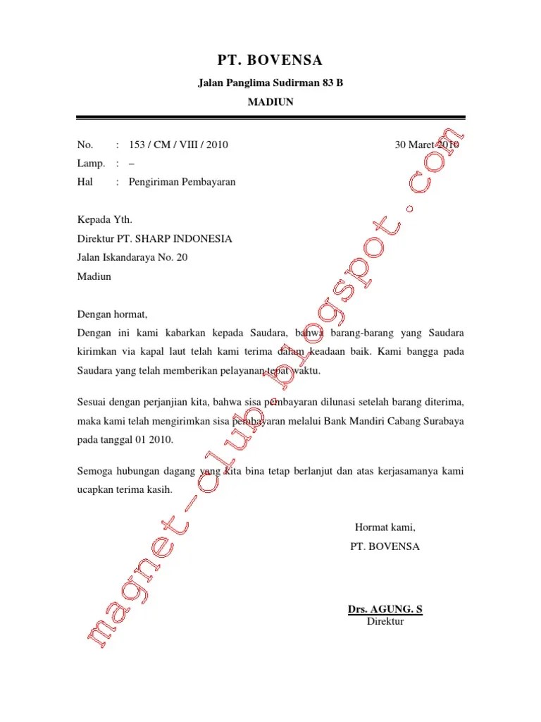 Contoh Surat Pengiriman Barang Dan Penawaran Barang | PDF