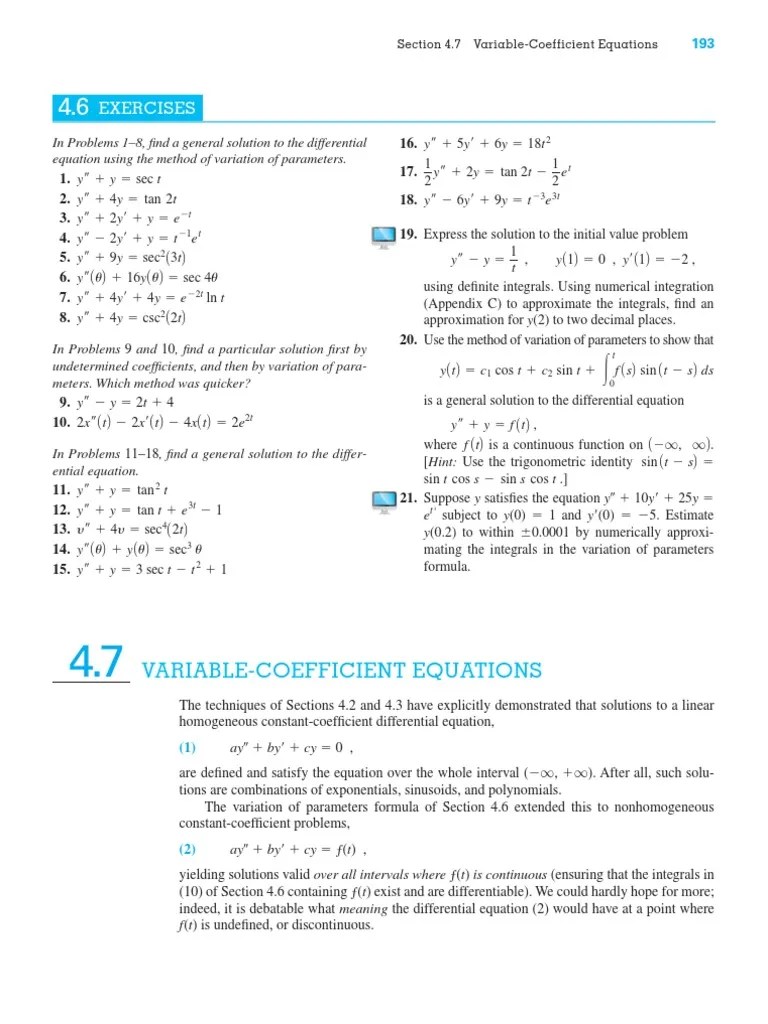 Cauchy Euler Nagle Differential Equations Equations