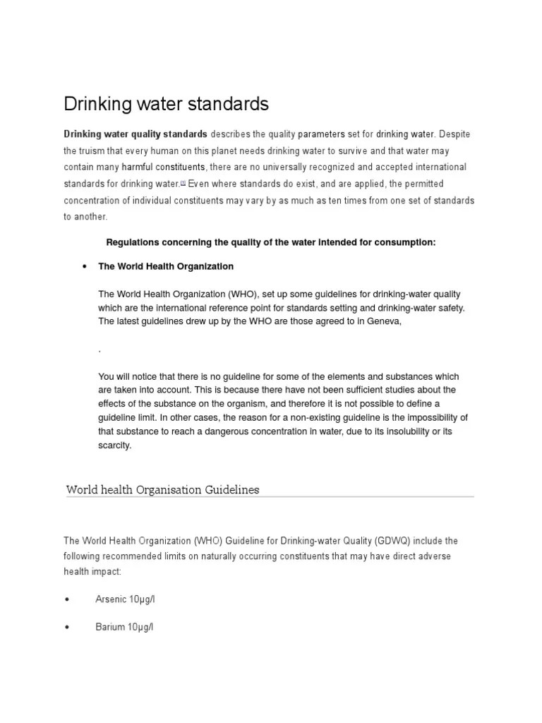 WHO Guidelines for Drinkingwater Quality Chlorine Drinking Water