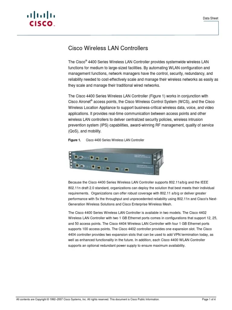Cisco Wireless LAN Controllers 4400 Wireless Lan Radius