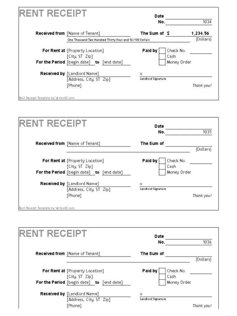 Rent Receipt Copy Landlord Renting