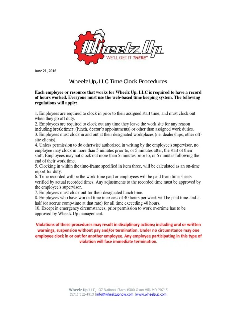 Wheelz Up Time Clock Procedures PDF
