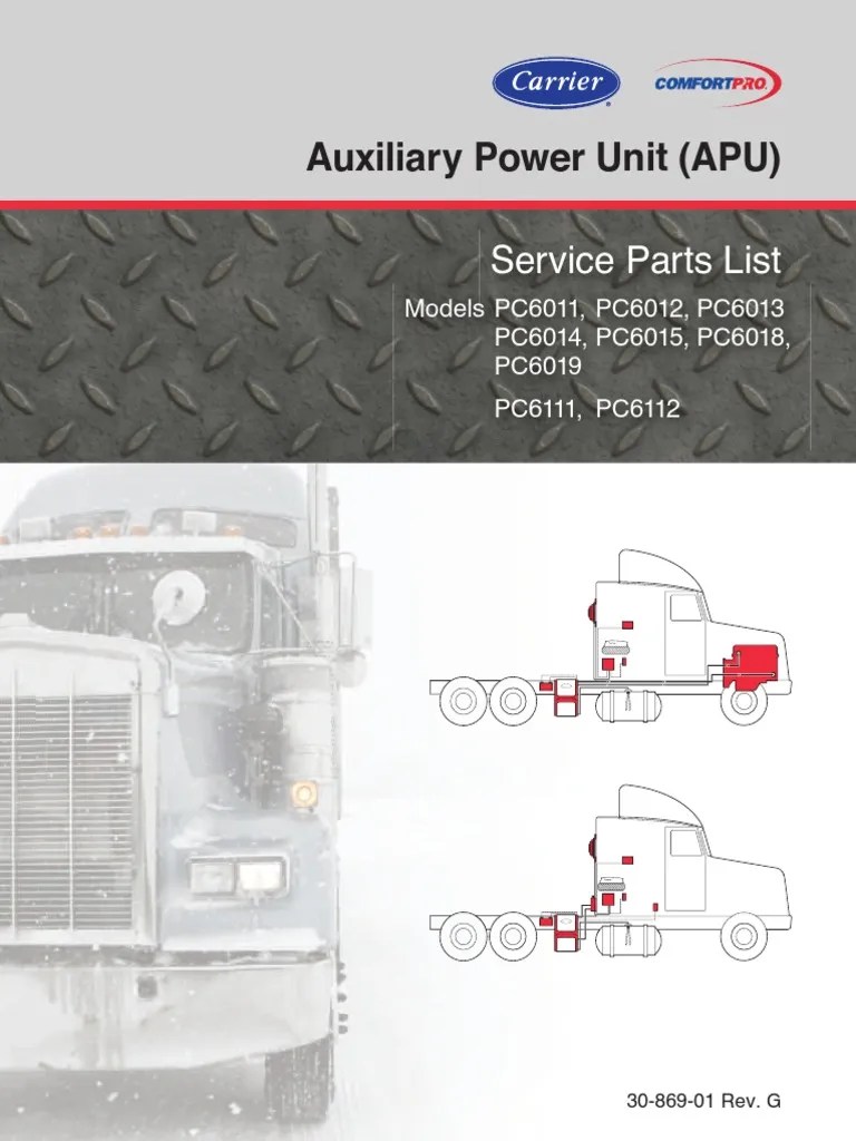 Carrier Comfort Pro Apu Parts Manual