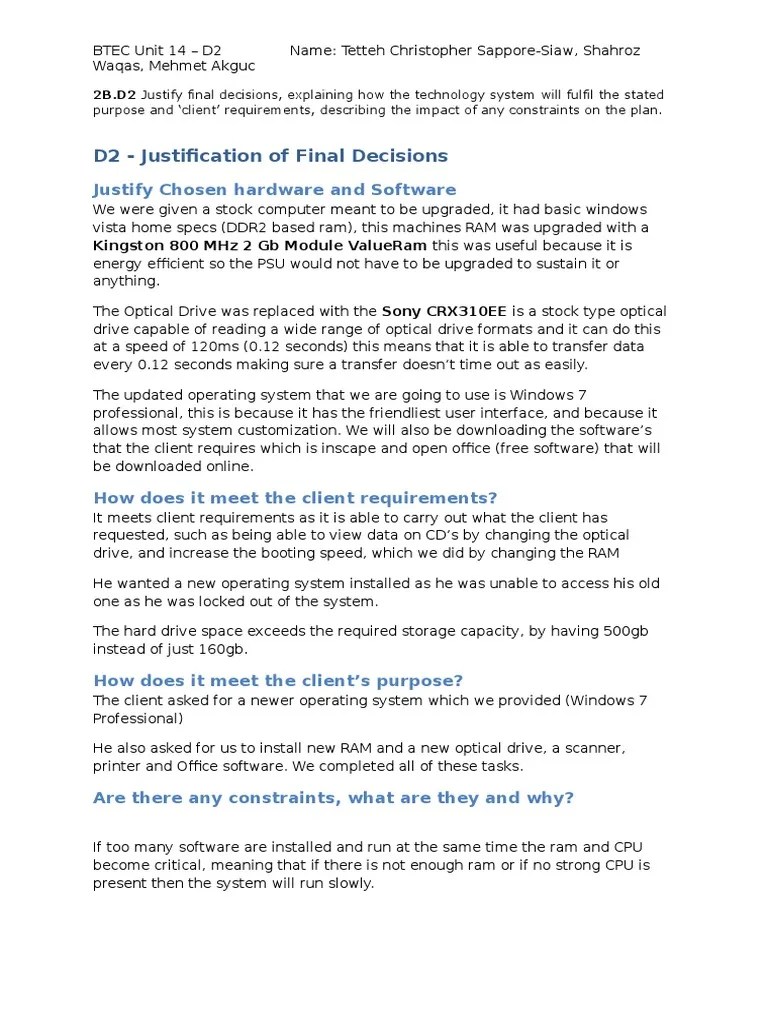 justification 2b d2 Computer Hardware Operating System