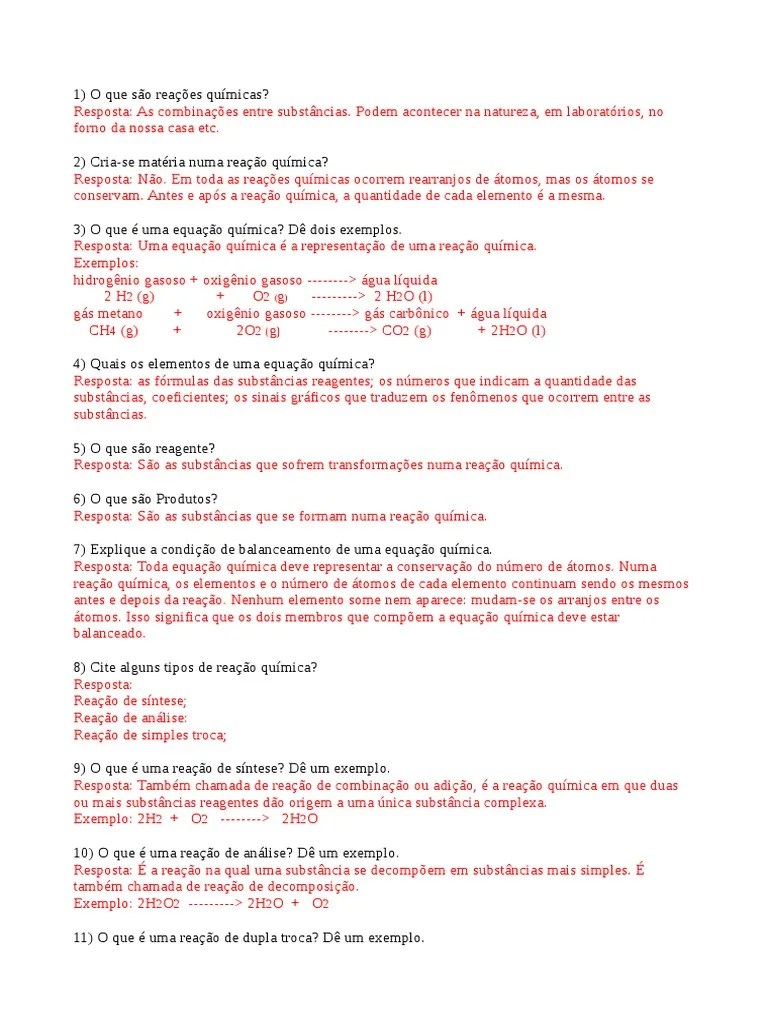 REAÇÕES QUIMICAS 9 ANO ATIVIDADES.doc Reações Químicas Substancias