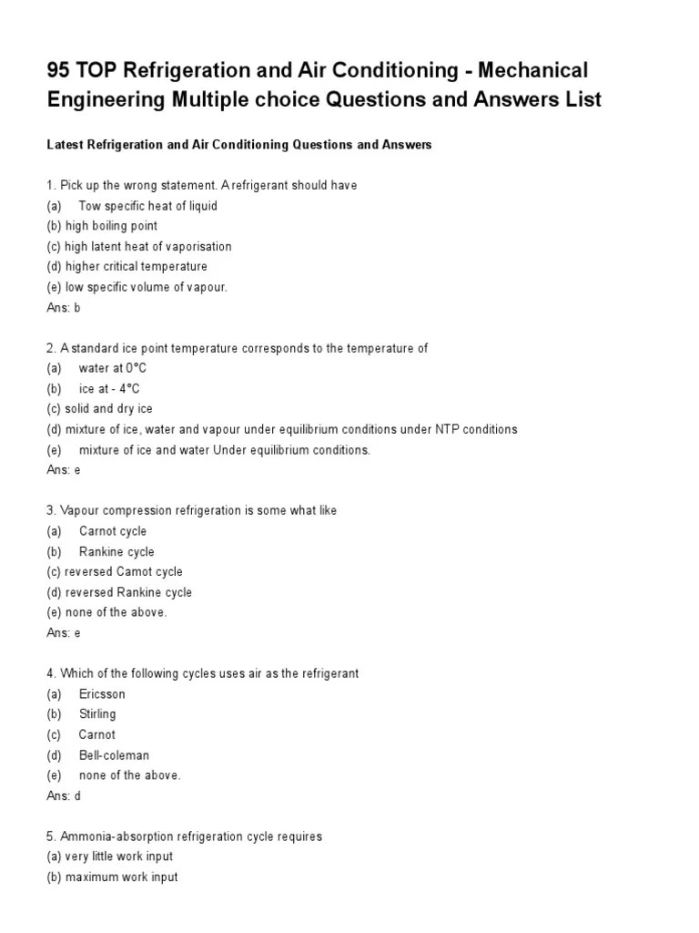 95 TOP Refrigeration and Air Conditioning Mechanical Engineering