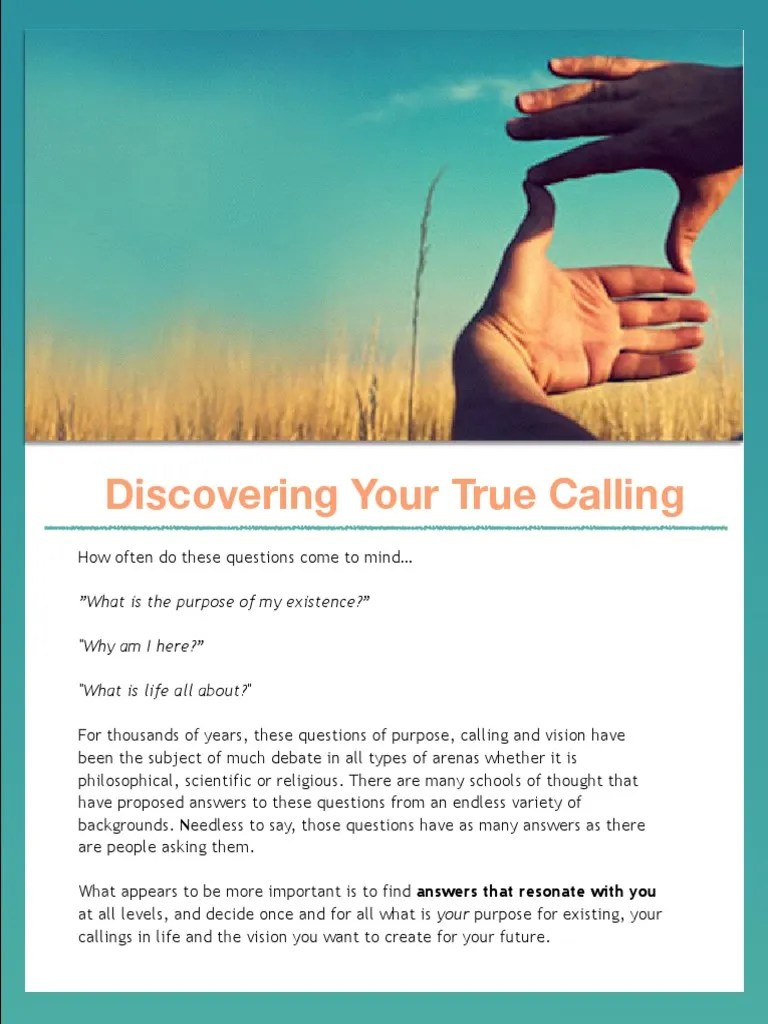 Finding Your Life Purpose and Calling PDF Love Motivation