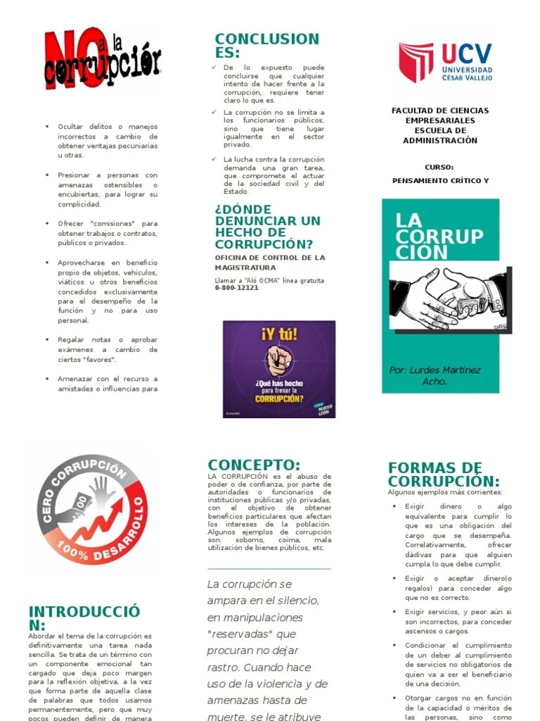 TRÍPTICO CORRUPCIÓN Corrupción política Soborno