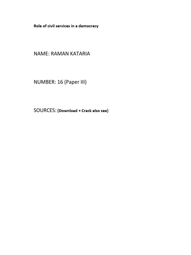 Role of Civil Services in A Democracy PDF Civil Service Freedom