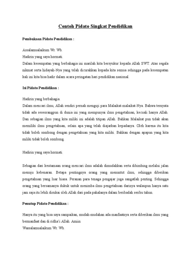 Contoh Pidato Singkat Pendidikan | PDF