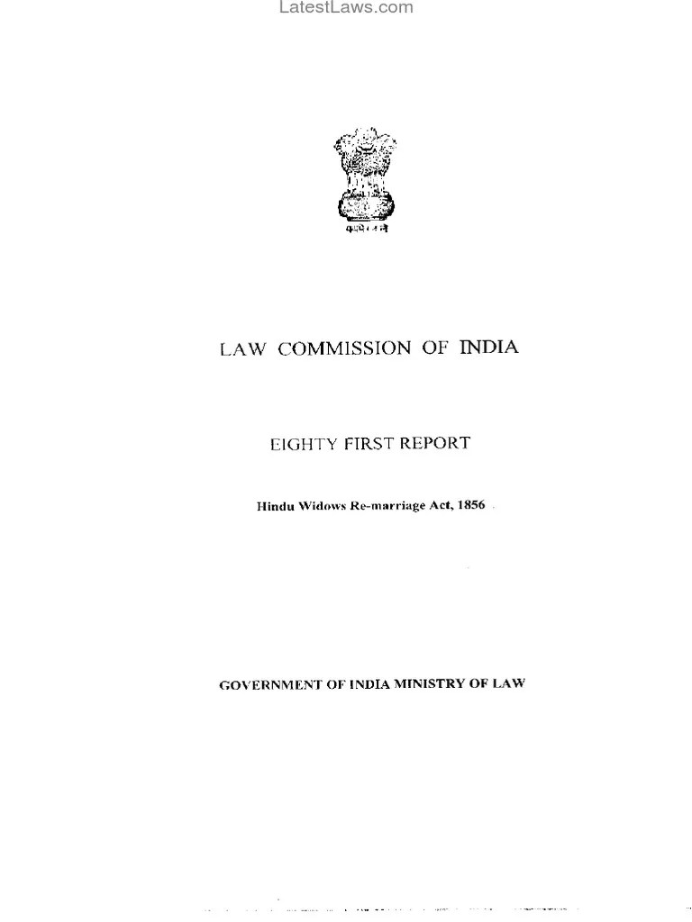 Law Commission Report No. 81 Hindu Widow Remarriage Act,1856