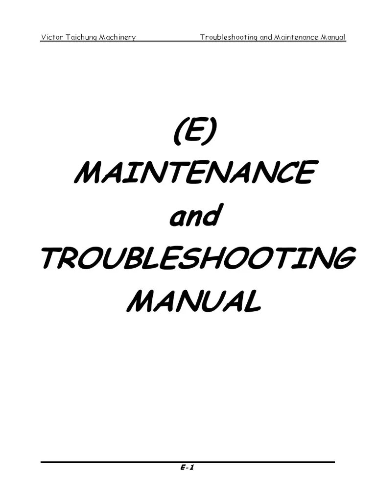 Victor Taichung Machinery Troubleshooting and Maintenance Manual PDF