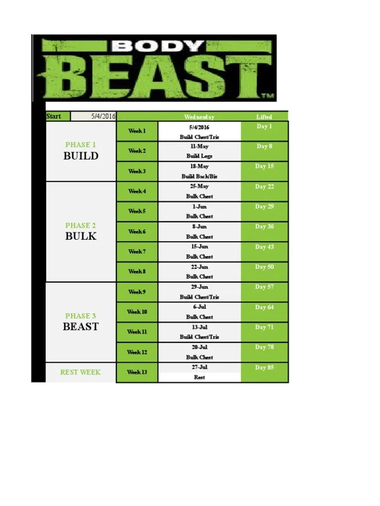 Body Beast Workowut Sheets Lean Human Anatomy Physical Exercise