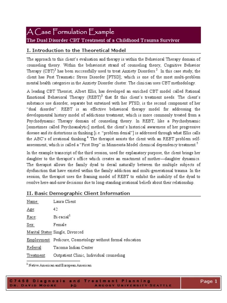 An Example Psychological Case Formulation PTSD Treatment Using CBT