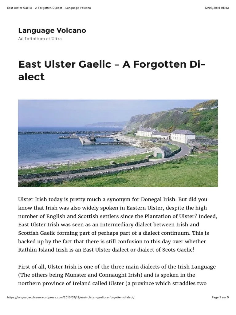 East Ulster Gaelic, a dialect