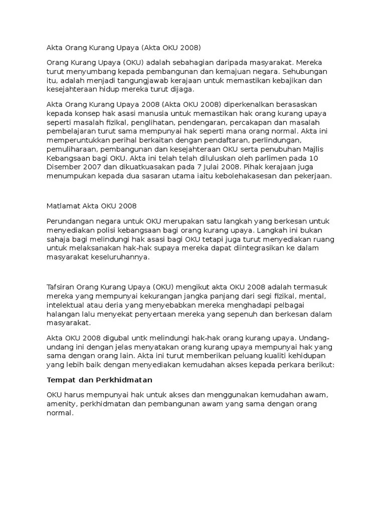 Akta Oku 2008 Buku Pdf One Stop Career Centre For People With Disabilities Peruntukan Dalam Akta Oku 2008 Sebaliknya Tidak Bagi Dua Perkara Lagi Syamsulrahman