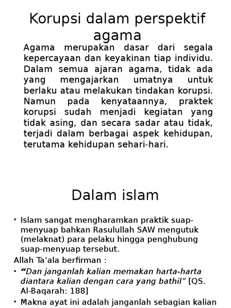 Korupsi Dalam Perspektif Agama | PDF
