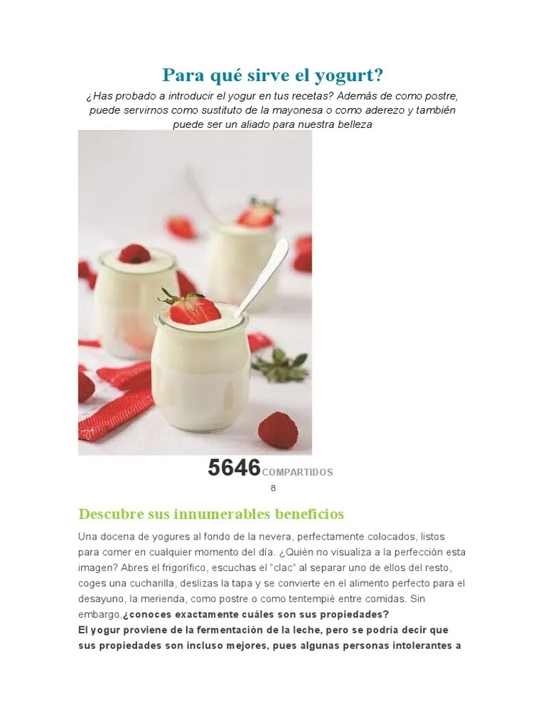 Para qué sirve el yogurt.docx Yogur Leche