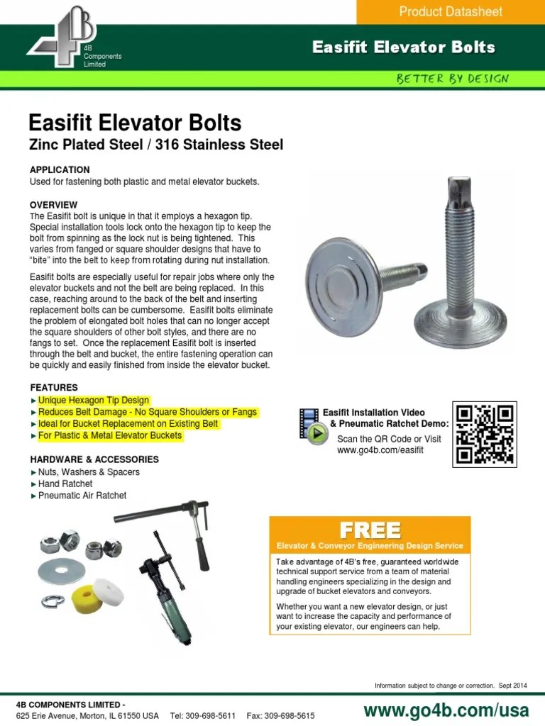 Easifit Elevator Bolts Screw Nut (Hardware)