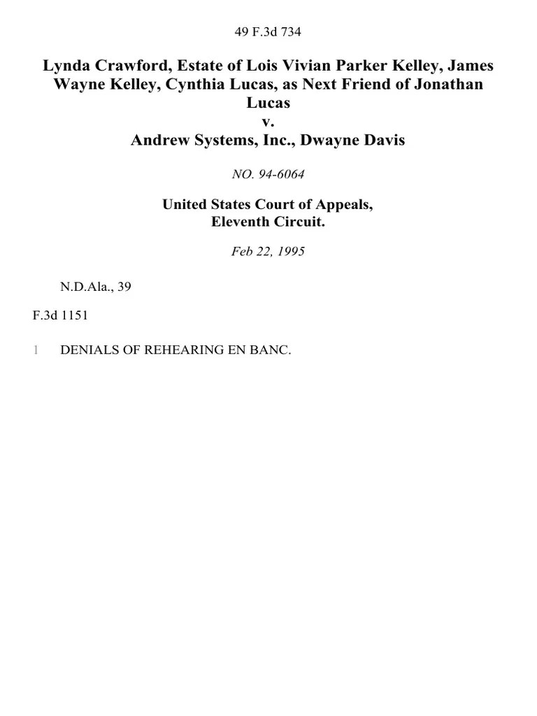 Lynda Crawford, Estate of Lois Vivian Parker Kelley, James Wayne Kelley