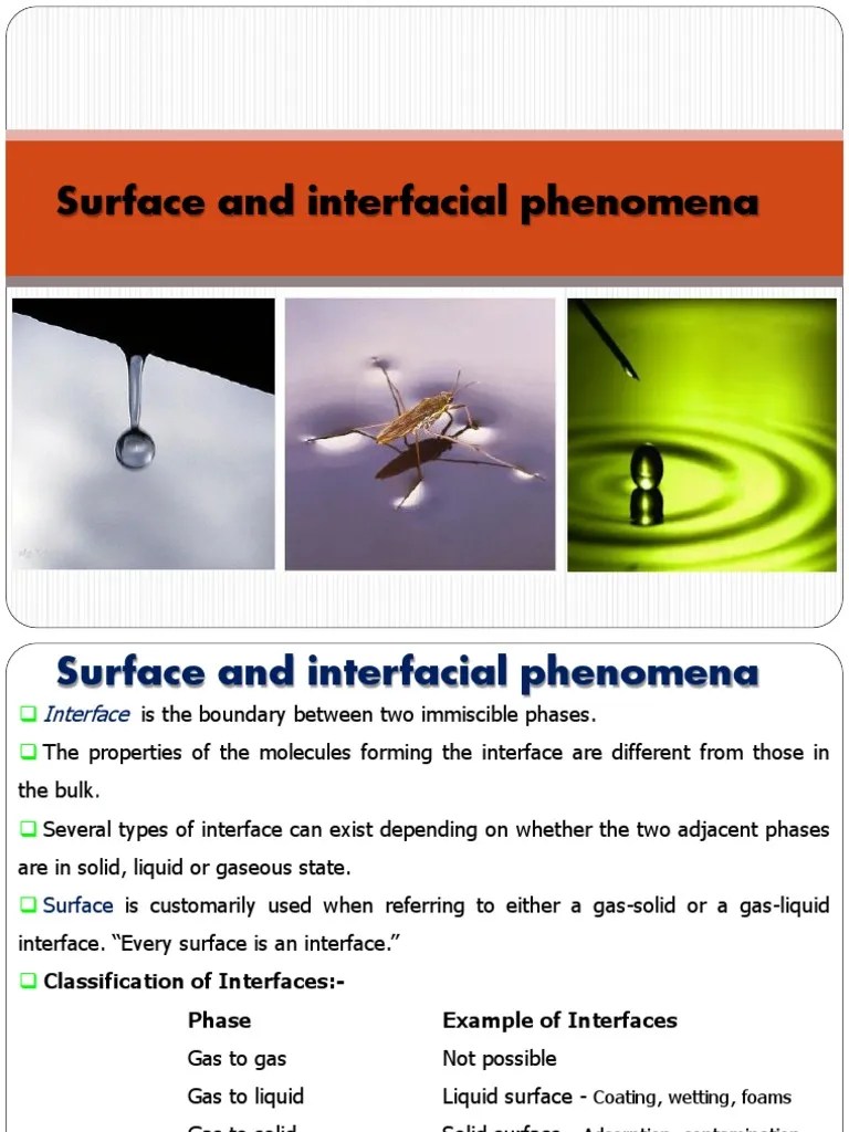 Lecture 3 Surface and Interfacial Phenomena Surfactant Surface
