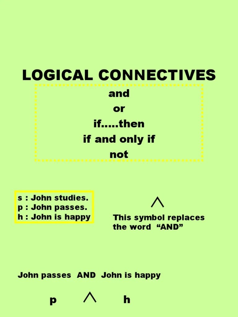 Logical Connectives and or If ..Then If and Only If Not PDF