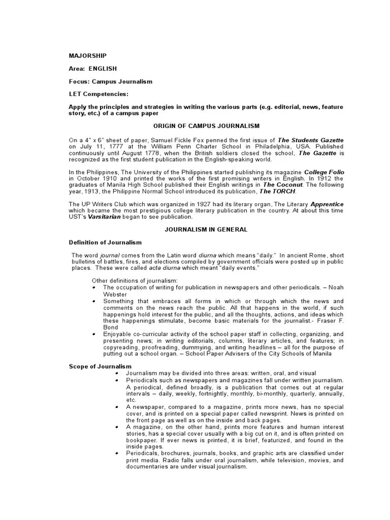 Campus Journalism PDF Journalism Freedom Of The Press