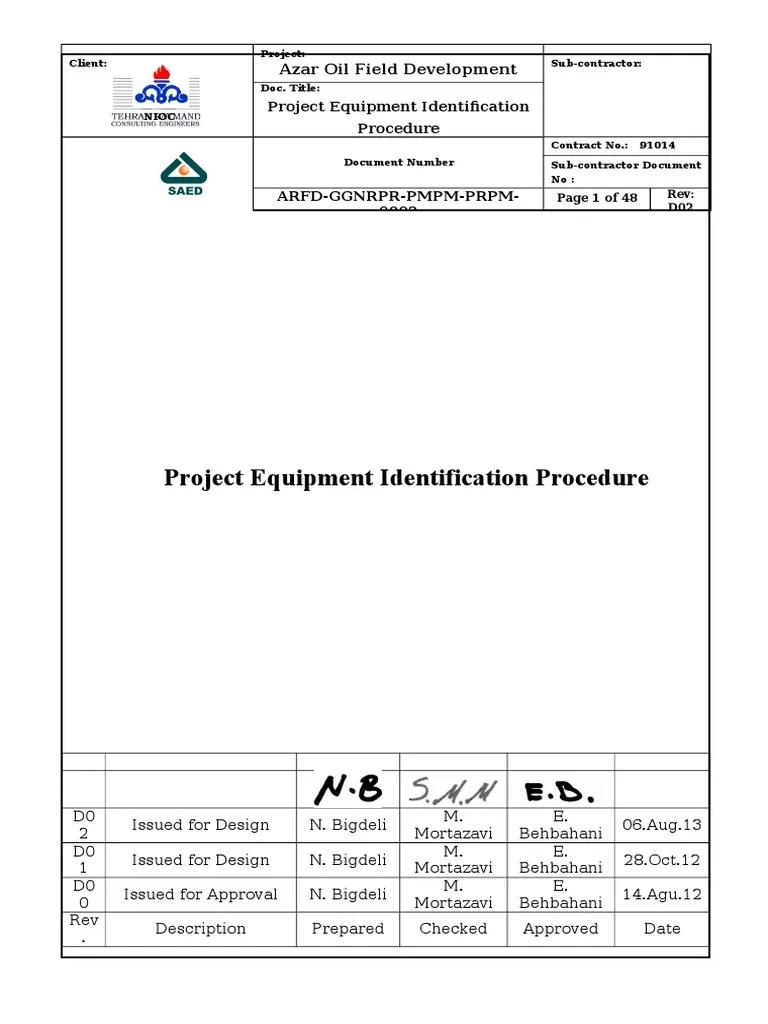 Project Equipment Numbering Procedure PDF Switch Vacuum Tube