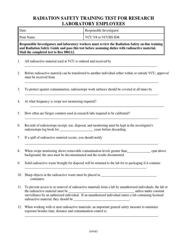 Radiation Safety Training Test Research | PDF