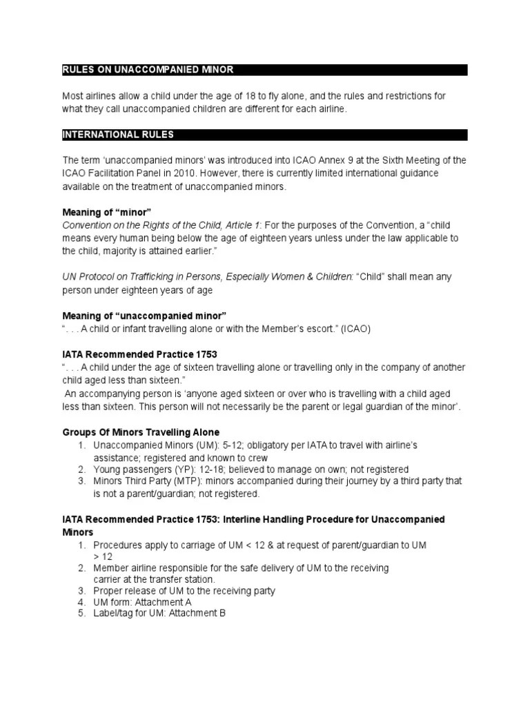 Minor (1) Negligence Airlines