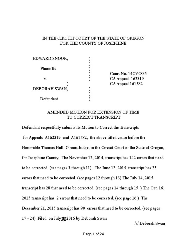 Motion To Correct Transcript PDF Virginia Circuit Court Notary Public
