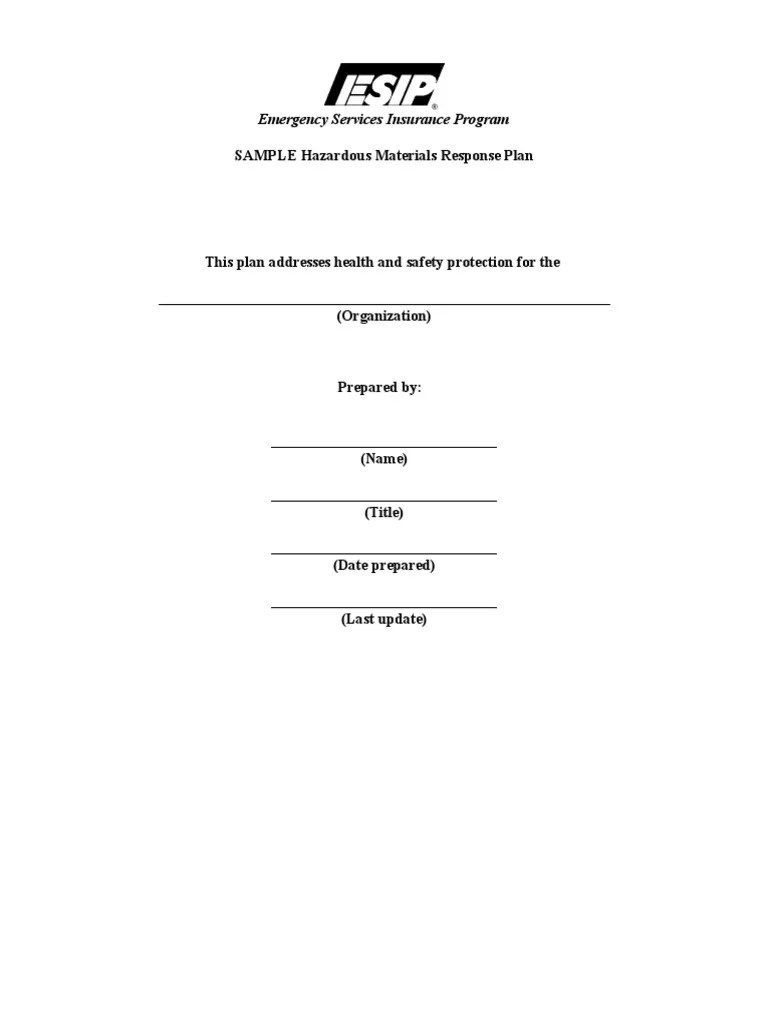 Sop Hazmat Response Plan Dangerous Goods Emergency